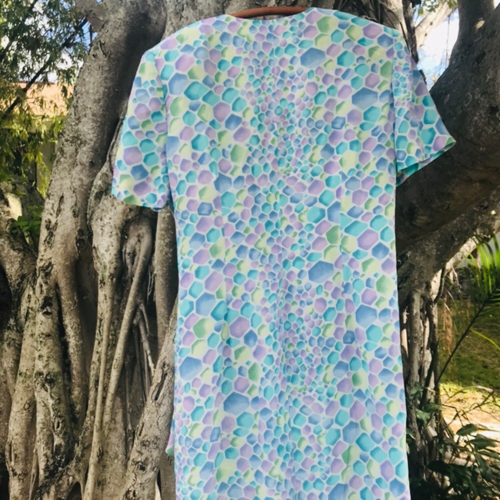 Vintage Retro 80’s Patterned Wrap Waist Dress - Picture 6 of 6